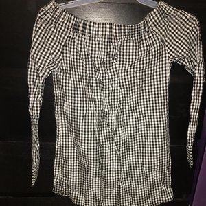 off the shoulder flannel shirt